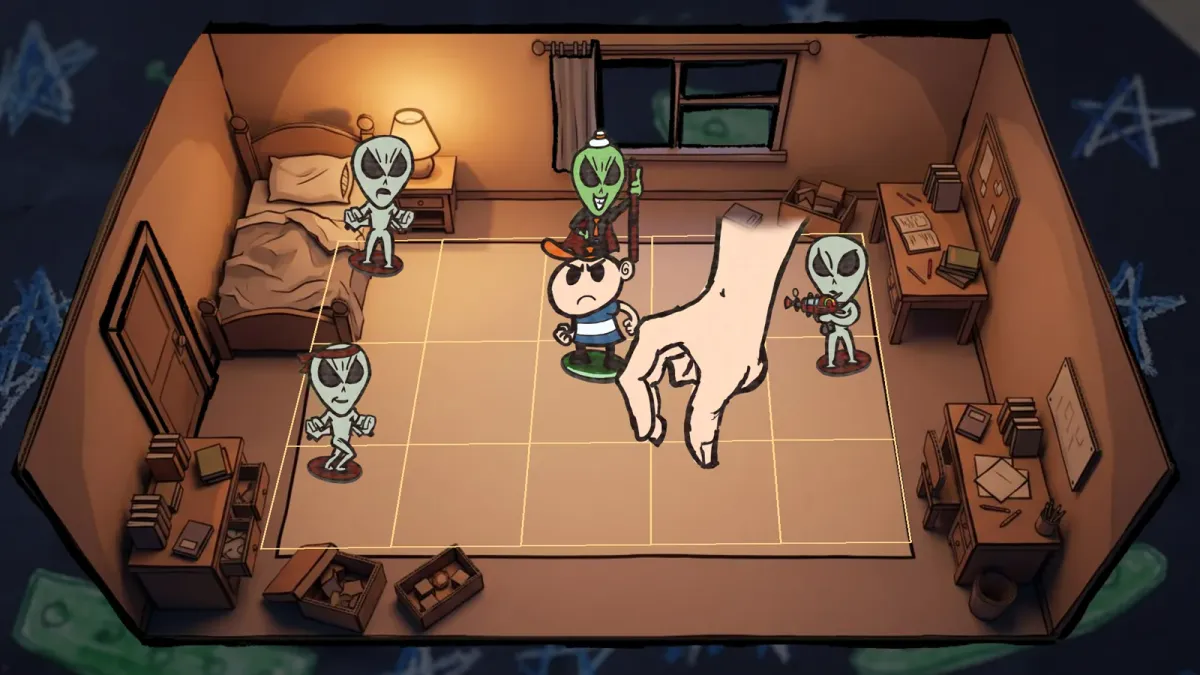 Hand-drawn papercraft standees: the boy and the alien pieces
