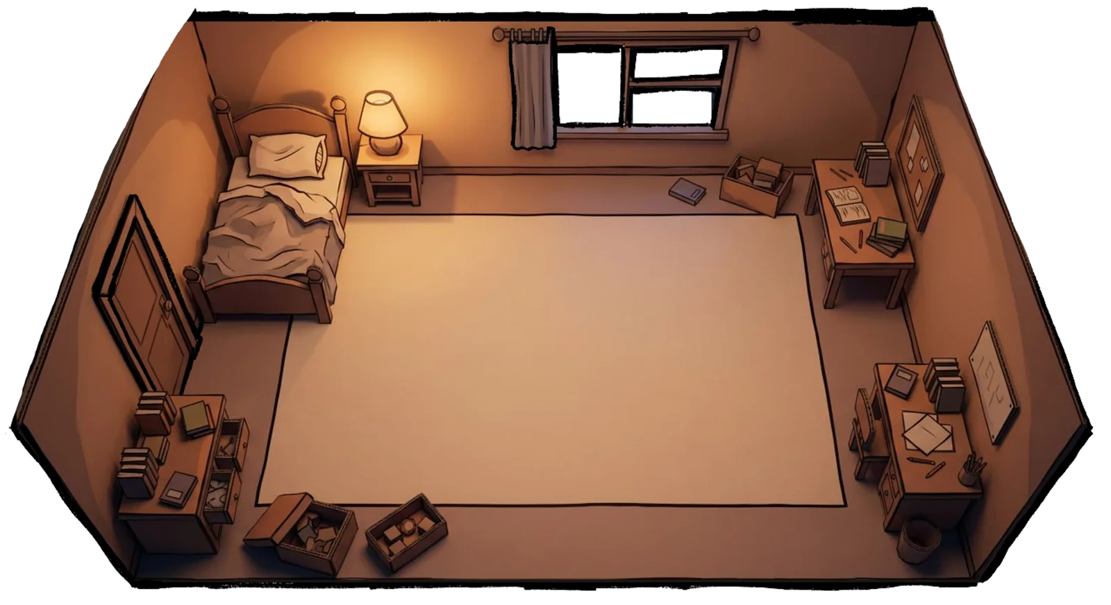 The bedroom board at night